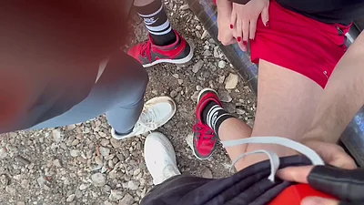 Slut on the Beach with a Puppy Boy and my Husband