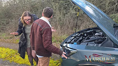 Broken Down on a Country Road - He Eats My Pussy and Then Fucks Me on the Hood and in the Trunk